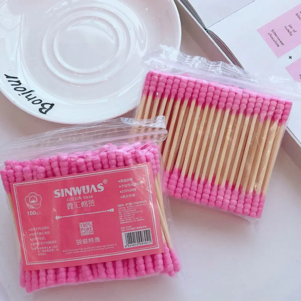 Gentle Pink Cotton Swabs Set