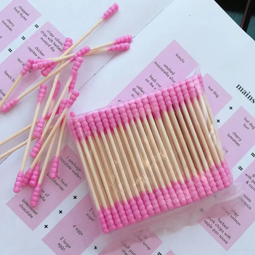 Gentle Pink Cotton Swabs Set